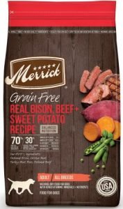 Merrick Real Bison, Beef + Sweet Potato Recipe Grain-Free Dry Dog Food – Overall Best